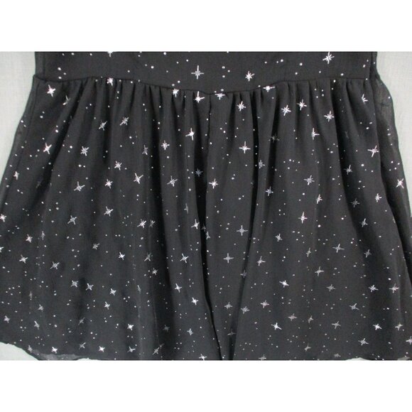 Cider Womens Starry Night Dress 1XL Black Sheer Short Sleeve Empire Waist - Picture 11 of 14